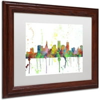 Трговска марка ликовна уметност Свети Пол Минесота Skyline MCLR-1 Canvas Art by Marlene Watson, бел мат, дрвена рамка