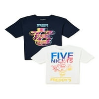 Пет ноќи на Графички маици на Фреди момчиња 2-пакувања, големина 4-18