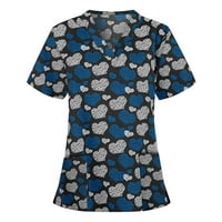 Зделки На Денот, Tarmeek V-Вратот Краток Ракав Чистење Блузи За Жени Плус Големина Печатени Блуза Секојдневен Џебови Работа
