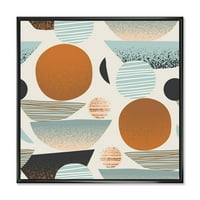 DesignArt 'Ретро форми со апстрактни месечини и сонце I' модерна врамена платно wallидна уметност печатење
