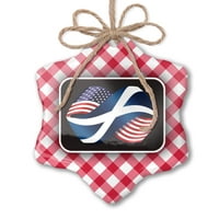 Божиќен Украс Знамиња За Пријателство САД И Тенерифе Црвена карирана Неонблонда