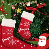 Божиќни Чорапи 15.7* Божиќни Чорапи Супер Меки Кадифни Класични Црвени И Бели Висечки Чорапи Со Плетена Снегулка За Семејни