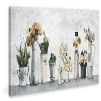 Мармонт Хил Бело саксија цвеќиња од платно wallидна уметност, 10 30