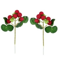 Поставете Црвени Пластични Цвеќиња Од Бајбери Букет Од Вештачко Овошје За Украсување На Домот