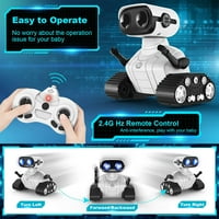 Роботски играчки, робот за далечински управувач за полнење детски играчки, Емо робот со автоматска демонстрација, флексибилна глава и рака, танцови движења, музика