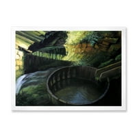 DesignArt „Стара лубеница во зелена природа пејзаж“ езерска куќа врамена уметничка печатење