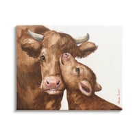 Студејни индустрии сочувствителна добиток Мајка и бебе гушкање рурално земјоделско земјиште галерија завиткана платно печатена wallидна уметност, дизајн од Georgeорџ