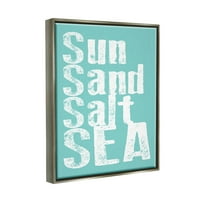 Ступеларска индустрија Сонце песок сол со сол на морето графички уметнички сјајни сиви лебдечки врамени платно печатење wallидна