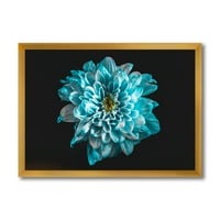 DesignArt 'Затвори цвет со традиционално врамено уметничко печатење со бели и сини ливчиња