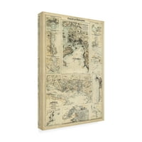 Трговска марка ликовна уметност „Карта на брегот на Англија I“ платно уметност од непознато