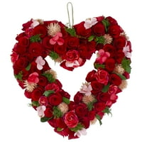 Црвена Дрвена Роза Цветен Вештачки Венец За Денот На Вљубените Во Форма На Срце
