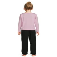 Изотонер девојки со долги ракави со долги ракави и панталони пижами за спиење, 4-парчиња, големини 4-14
