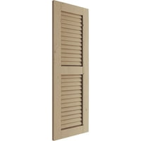 Ekena Millwork 15 W 78 H Rustic Two Two Equal Louver Knotty Pine Fau Wood Sulters, Prided Tan