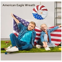 Венец од американски Орел, Патриотски ВЕНЕЦ сад 4 јули венец, Венец Од Патриотско Американско Знаме За Декорација На Ѕидот На