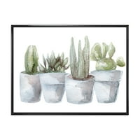 DesignArt 'Succulent and Cactus House Plants v' Farmhouse Rraded Canvas Wall Art Print