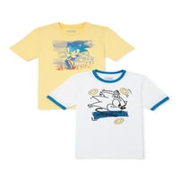 Sonic The Engehog Boys Ringer Graphic T-Shirt, 2-пакет, големини 4-18