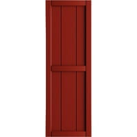 Ekena Millwork 3 4 W 88 ​​ H TRUE FIT PVC, два табла врамени од табла-n-batten ролетни, пожарна црвена боја