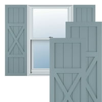 Ekena Millwork 18 W 35 H True Fit PVC Center X-Board Farmhouse Fixed Mount Sulters, мирно сино