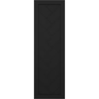 Ekena Millwork 12 W 44 H TRUE FIT PVC SINGE PALLEY HERRINGBONE модерен стил фиксни ролетни за монтирање, црна