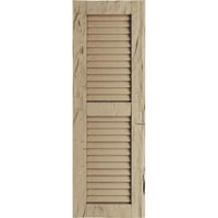 Ekena Millwork 18 W 28 H Rustic Two Two Equal Louver Hand Hewn Fau Wood Sulters, Prided Tan