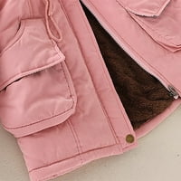 Зимски палта за жени, зимски женски топол палто со качулка, тенок зимски куќи за облека, женски долги ракави врвови розови