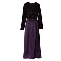 Фустани за жени Кафтан Арап Jilилбаб Абаја чипка зашивање максим жени есен модна виолетова 2xl