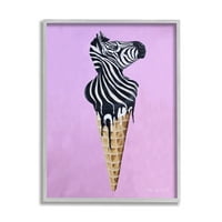 Студената индустрија со факултет, лента со сладолед од зебра, виолетова позадина слики сива врамена уметничка печатена wallидна