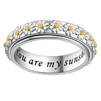 Цвет ротирачки прстен двојна боја мода моден тренд цвет целосен дијамант циркон прстен дами накит дијамантски прстени за жени