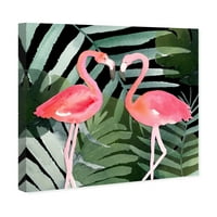 Wynwood Studio Animals Wall Art Canvas Prints 'Pinkest Love Black' Birds - розова, зелена боја