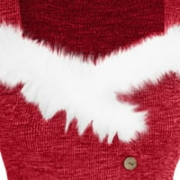 Цетрио Божиќна Облека За Жени Подароци Партија V-Вратот Цврст Црвен Фустан Големина М