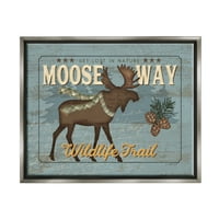 Tuphel Moose Way Way Wildlife Trail Рустикални животни и инсекти Сликање сив пловиј врамен уметнички печатен wallид уметност