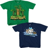 Monунгла Minecraft мечки со момчиња со кратки ракави, графичка маица, 2-пакет, големина xs-xxl