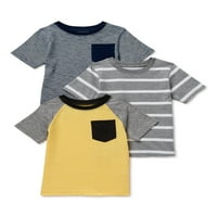 Garanimals Baby Boy & Toddler Boy Pocket & Stripe Mirts Multipack, 3-пакет, 12M-5T