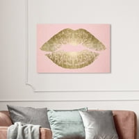 Wynwood Studio Mase and Glam Wall Art Canvas Prints 'Цврсти усни на бакнеж и злато' - злато, розова