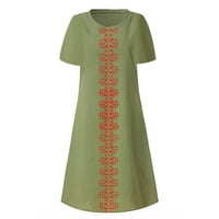Дозвола Летни Фустани За Жени Печатена Мода Без Ракави Мини Фустан Со Врат Зелена 3xl