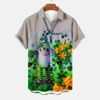 Уорца шема популарен одмор летен лабав цветен печатен екипаж врат Свети Патрик Денот на кратки ракави џеб маички маички зелена