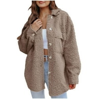VIIKEI WOMENT COATS COATS WONTHED јакна со цврста јакна со копче за џеб Туркадав Вракот Тенок вклопување топло средно и долга