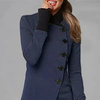 Застанете јака цврста боја, женски палто со долги ракави неправилни полите единечни гради долга јакна надворешна облека
