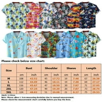 Синдис Менс Обично копче надолу по мажите Мажи Хавајска маица со кратки ракави за одмор печатено лабави летни кошули