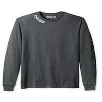 Daxton Premium Chicago Men долги ракави маица ултра мека памук со средна тежина, HTH јаглен од бели букви 3xl