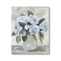 Tupleple Industries Trational Blue Rose Blossom Bouquet Sainting Gallery Wrapped Canvas Print Wall Art, Design By Kelley Talent