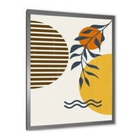 DesignArt 'Апстрактни форми со ботанички минималистички лист I' модерен врамен уметнички принт