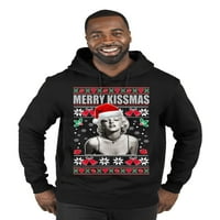 Wild Bobby Merry Kissmas грда Божиќна премиум графичка дуксерка, црна, средна