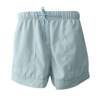 Шорцеви од шиизина за жени плус големина удобно влечење на лежерна еластична џеб од половината лабава шорцеви панталони светло