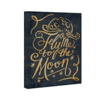 Винвуд студио типографија и цитати wallидни уметности платно печати „onубовни цитати и изреки на Месечината“ - црна, кафеава
