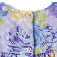 Детското Место Бебе Девојка Краток Ракав Цветни Фустан, Големини Новороденче-Месеци