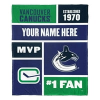 Vancouver Canucks NHL Colorblock Персонализирано ќебе за фрлање свилен допир, 50 60