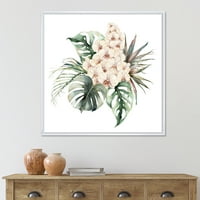DesignArt 'Букет со орхидеи лисја од кокос и традиционално платно платно за печатење на платно