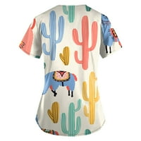 Работна Облека со кратки Ракави Блузи Графички Отпечатоци Блузи V-Вратот Лето За Жени Портокал 2XL