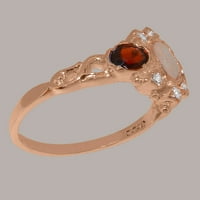 Британците Направија 10к розово Златен прстен Со Природен Опал Дијамантски Гранат женски Веренички прстен - големина опции-Големина